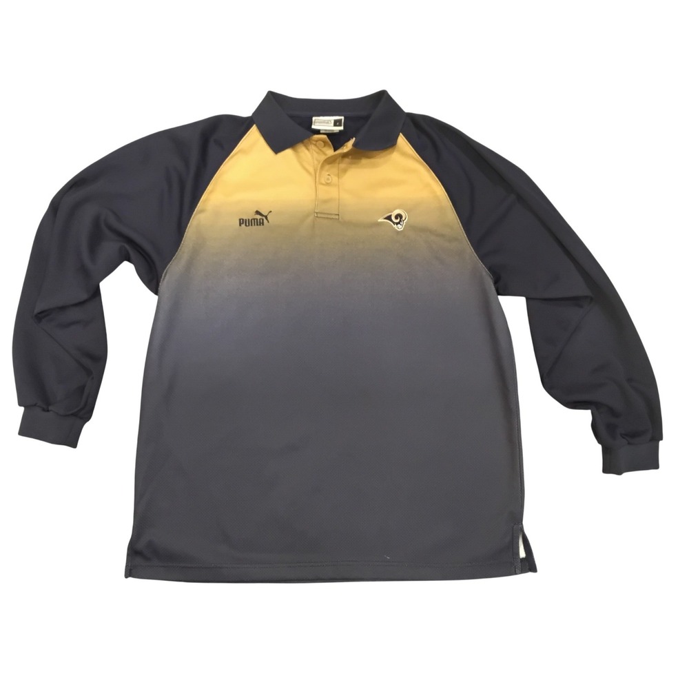 Puma Los Angeles Rams Long Sleeve Polo Shirt Men's Colorblock Gradient NFL-L
